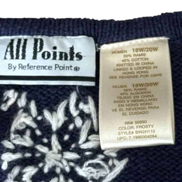 All Points Frosty Snowman Snowflake Knit Christmas Vest 18W/20W Plus Size - Picture 2 of 7